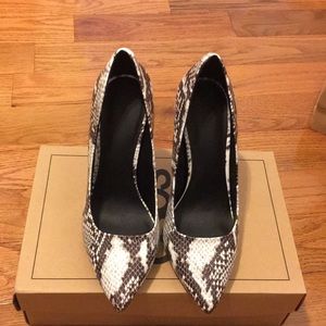 Black and white high heels